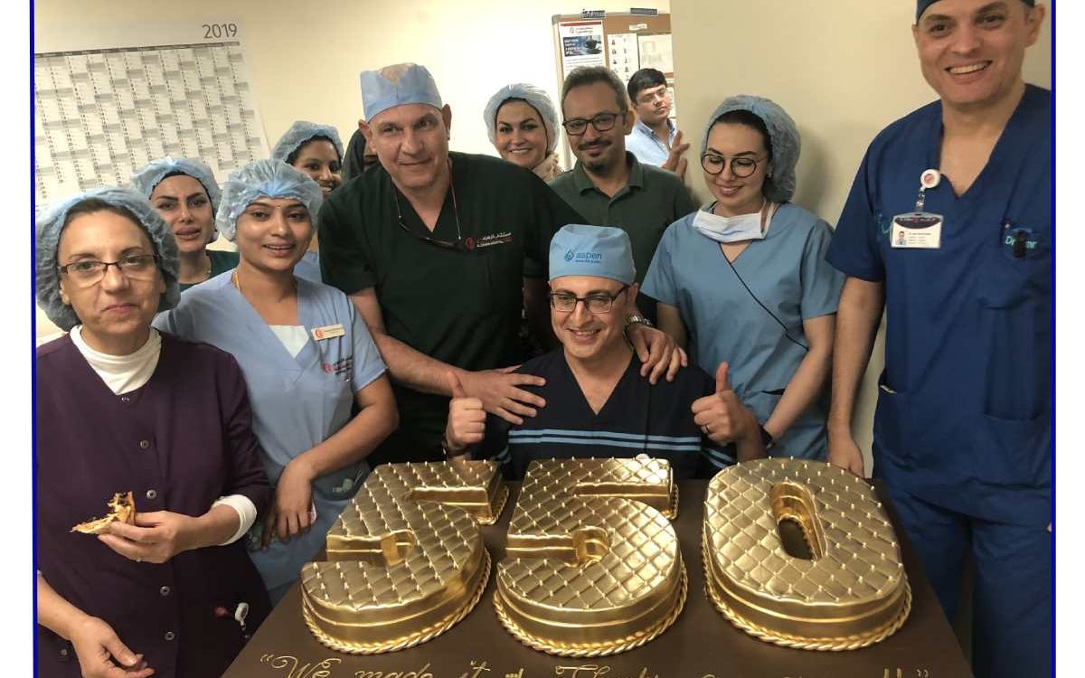 Latest News 3 Dr Husseini celebrating 550 Ultrasound guided Regional Nerve Blocks at Al Zahra Cancer Center