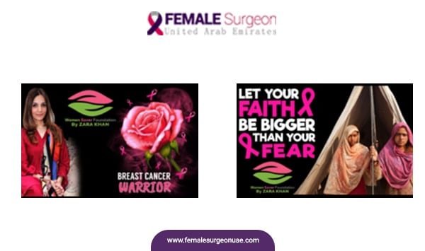 Breast Cancer Survivor and Activist at Al Zahra Cancer Center with Dr. Humaa Darr.